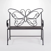 Black Metal Butterfly Outdoor Bench
