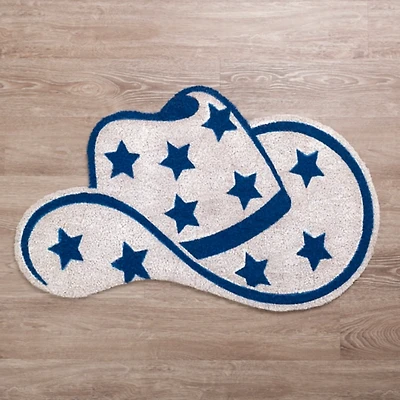 White & Blue Stars Cowboy Hat Coir Doormat