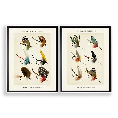 Vintage Fishing Lures Framed Art Prints, Set of 2