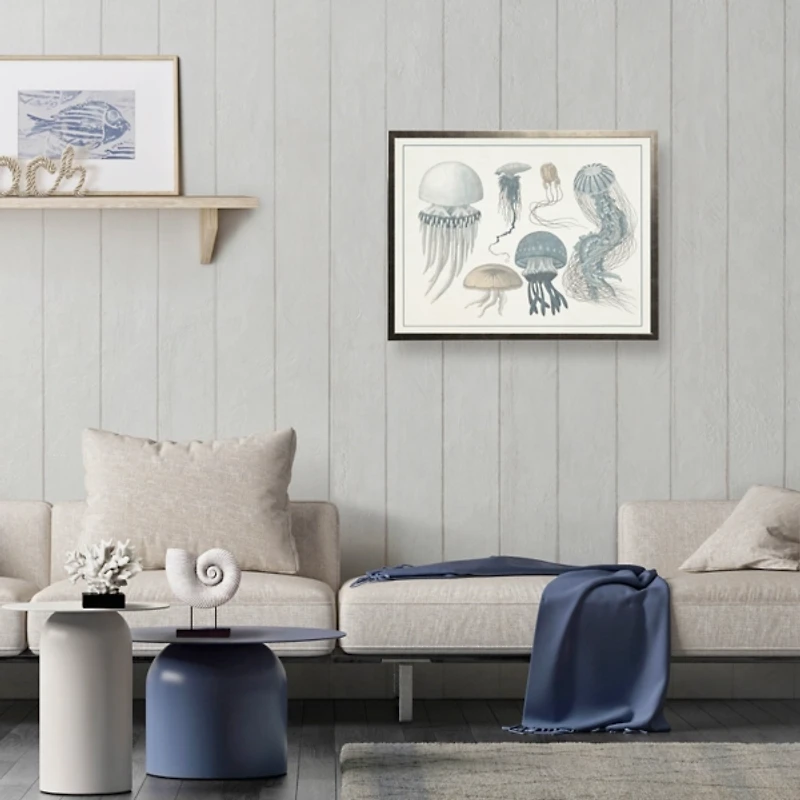 Jellyfish Collage Bronze Framed Art Print