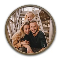 Personalized Round Photo Brown Wood Framed Print