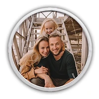 Personalized Round Photo White Wood Framed Print
