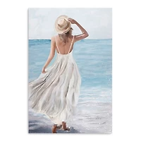 Coastal Woman in White Canvas Art Print, 32x48 in.