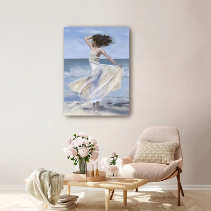 Coastal Woman in Dress Canvas Art Print, 24x32 in.