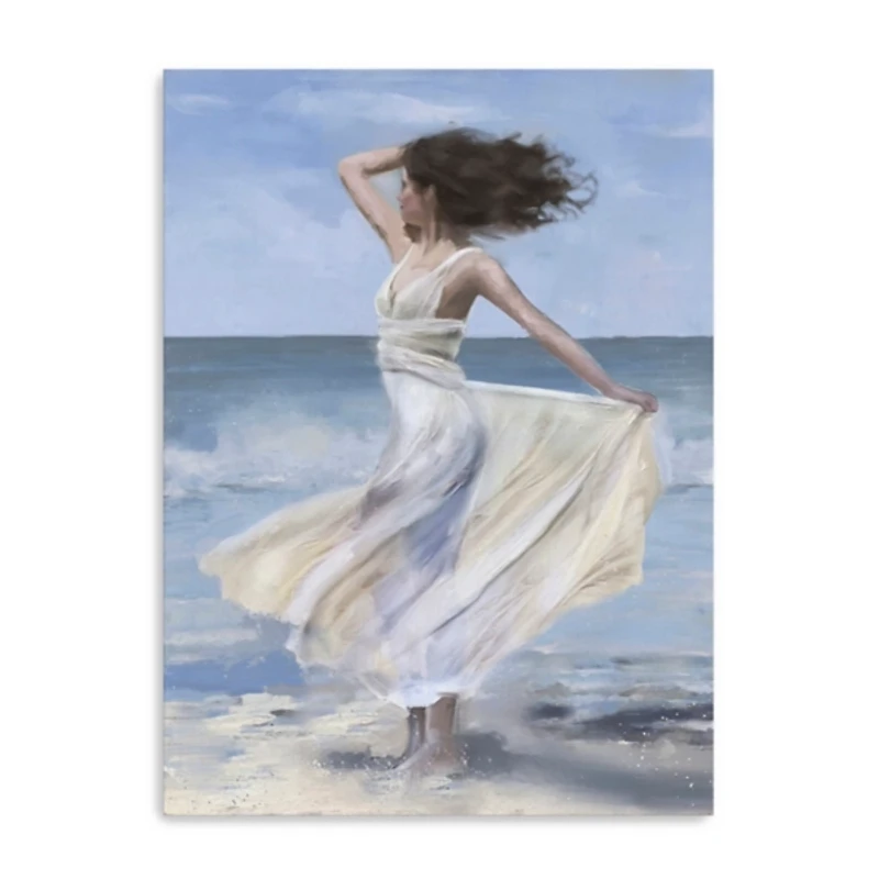 Coastal Woman in Dress Canvas Art Print, 24x32 in.