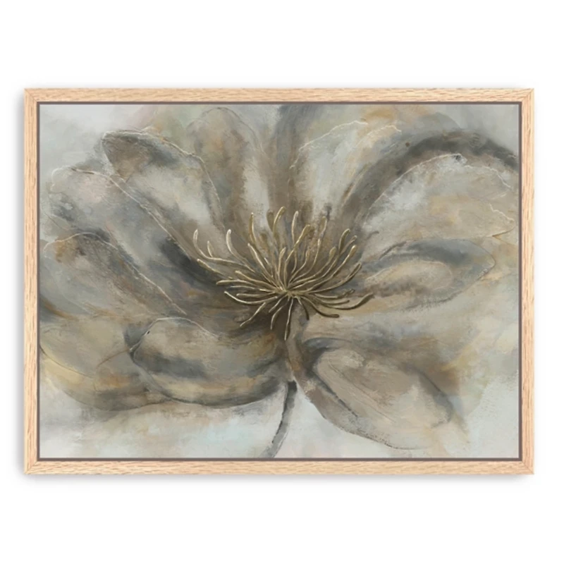 Gray Wildflower Framed Canvas Art Print