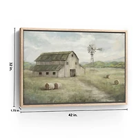 Peaceful Farm Oak Framed Canvas Art Print