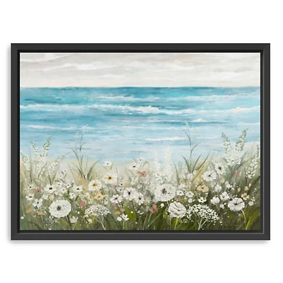 Floral Coast Black Framed Canvas Art Print