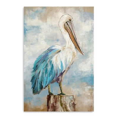 Pelican Perch Canvas Art Print, 24x36 in.