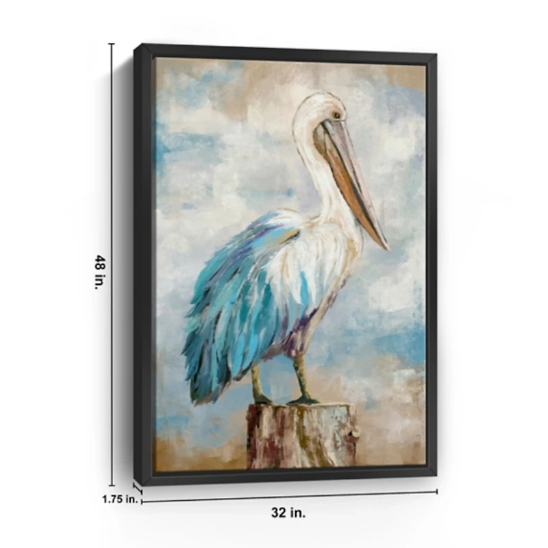 Pelican Perch Framed Canvas Art Print, 32x48 in.