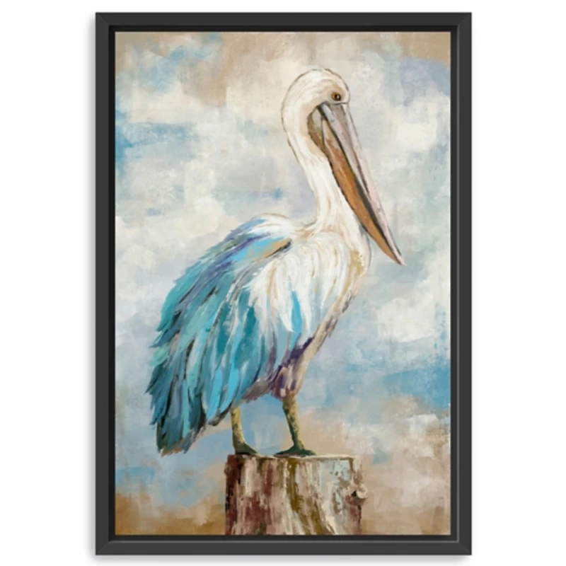 Pelican Perch Framed Canvas Art Print, 32x48 in.