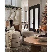 White Cable Knit Stockings with Fur Trim, Set of 2