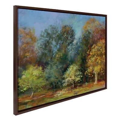 Autumn Forest Day Framed Canvas Art Print