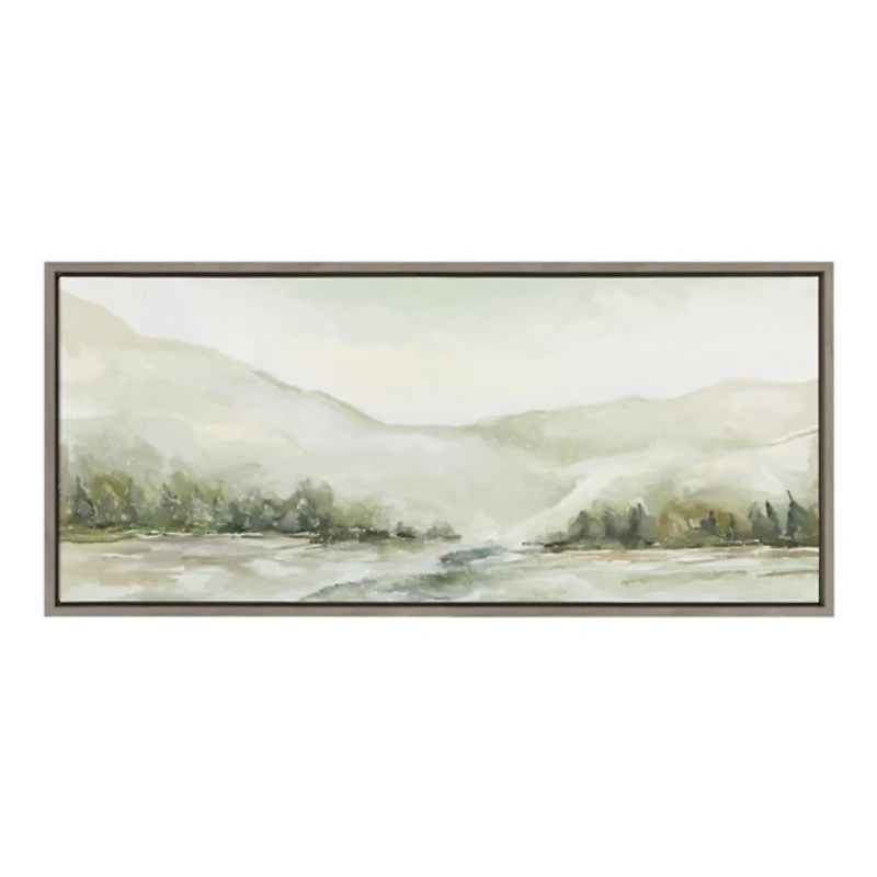 Winter Mountain Landscape Framed Canvas Art Print