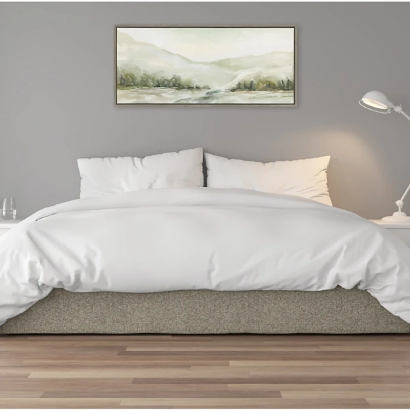 Winter Mountain Landscape Framed Canvas Art Print