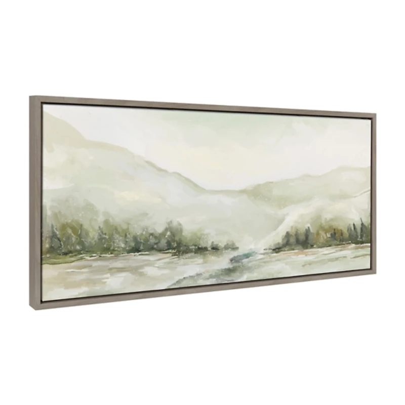 Winter Mountain Landscape Framed Canvas Art Print