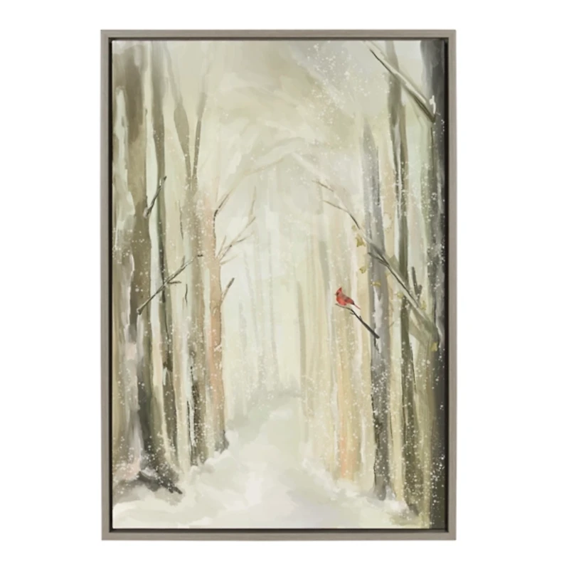 Winter Forest Landscape Framed Canvas Art Print