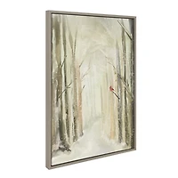 Winter Forest Landscape Framed Canvas Art Print