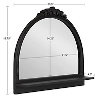 Black Ornate Arch Wall Mirror with Shelf