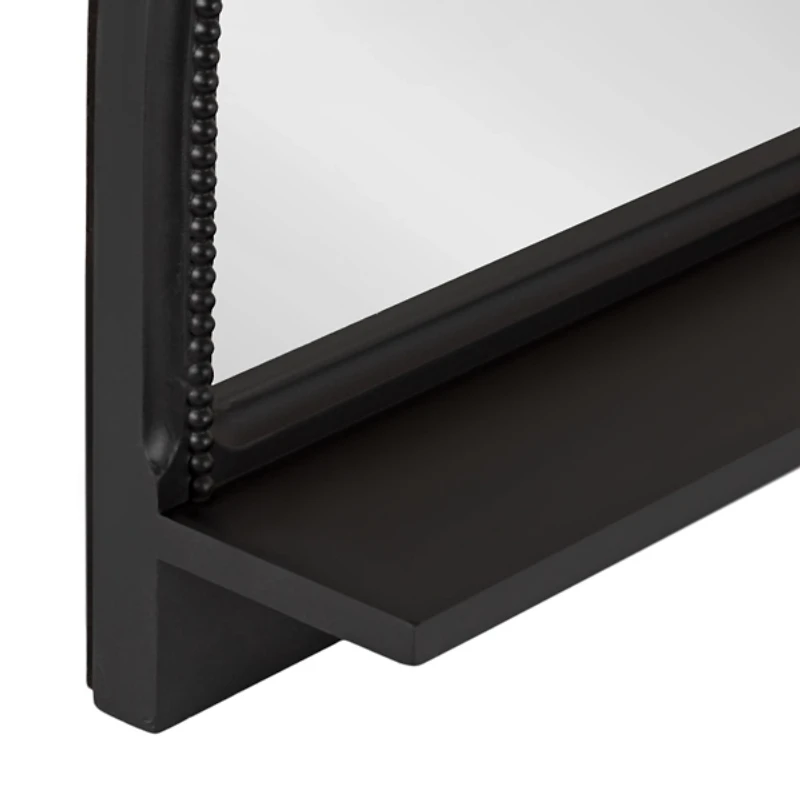 Black Ornate Arch Wall Mirror with Shelf