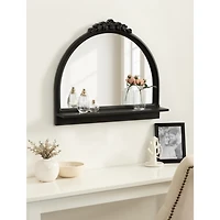 Black Ornate Arch Wall Mirror with Shelf