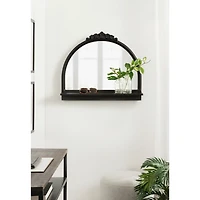 Black Ornate Arch Wall Mirror with Shelf