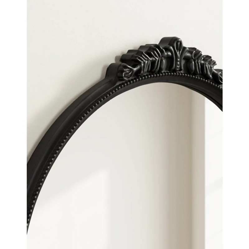 Black Ornate Arch Wall Mirror with Shelf