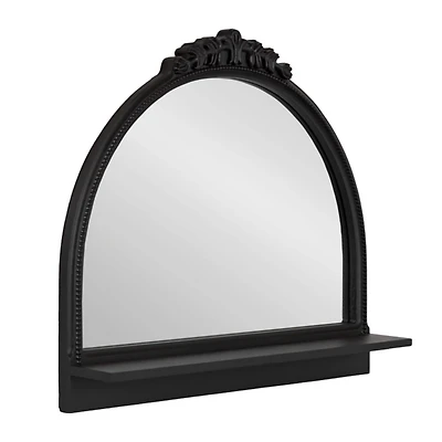Black Ornate Arch Wall Mirror with Shelf