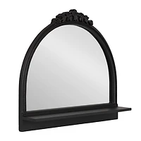 Black Ornate Arch Wall Mirror with Shelf