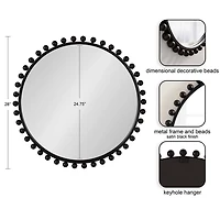 Round Black Beaded Metal Wall Mirror