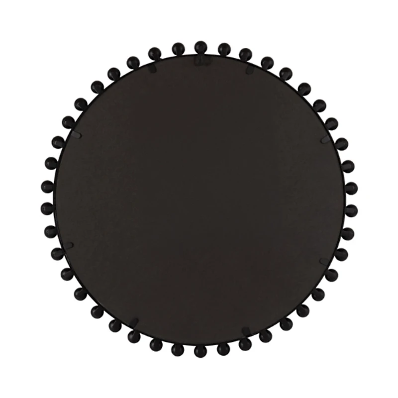 Round Black Beaded Metal Wall Mirror