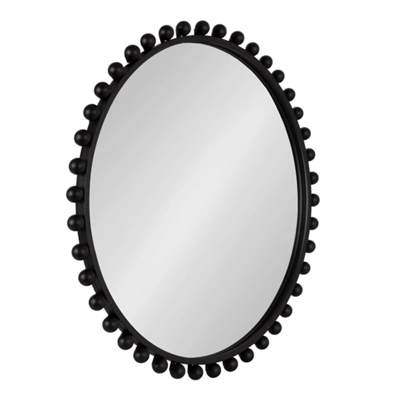Round Black Beaded Metal Wall Mirror
