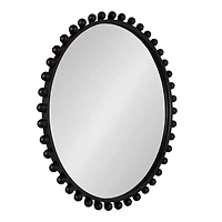 Round Black Beaded Metal Wall Mirror