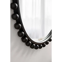 Round Black Beaded Metal Wall Mirror