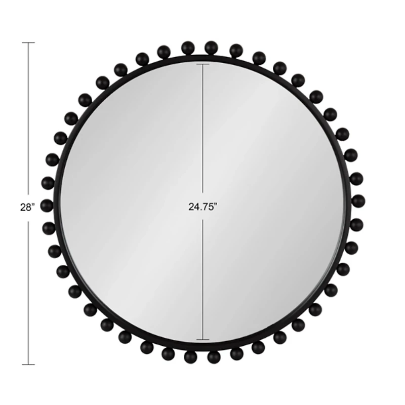 Round Black Beaded Metal Wall Mirror