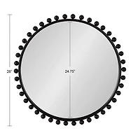 Round Black Beaded Metal Wall Mirror