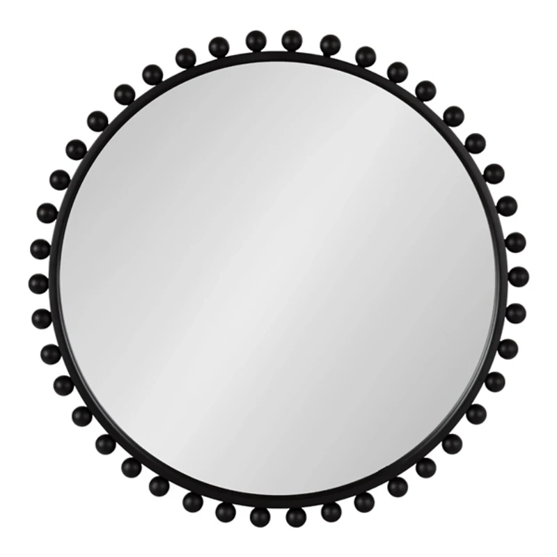 Round Black Beaded Metal Wall Mirror