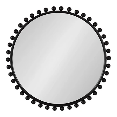 Round Black Beaded Metal Wall Mirror