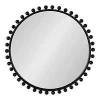 Round Black Beaded Metal Wall Mirror