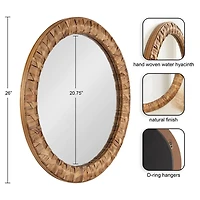 Round Natural Woven Water Hyacinth Wall Mirror
