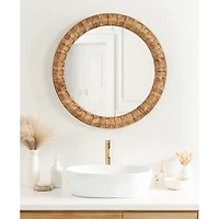 Round Natural Woven Water Hyacinth Wall Mirror