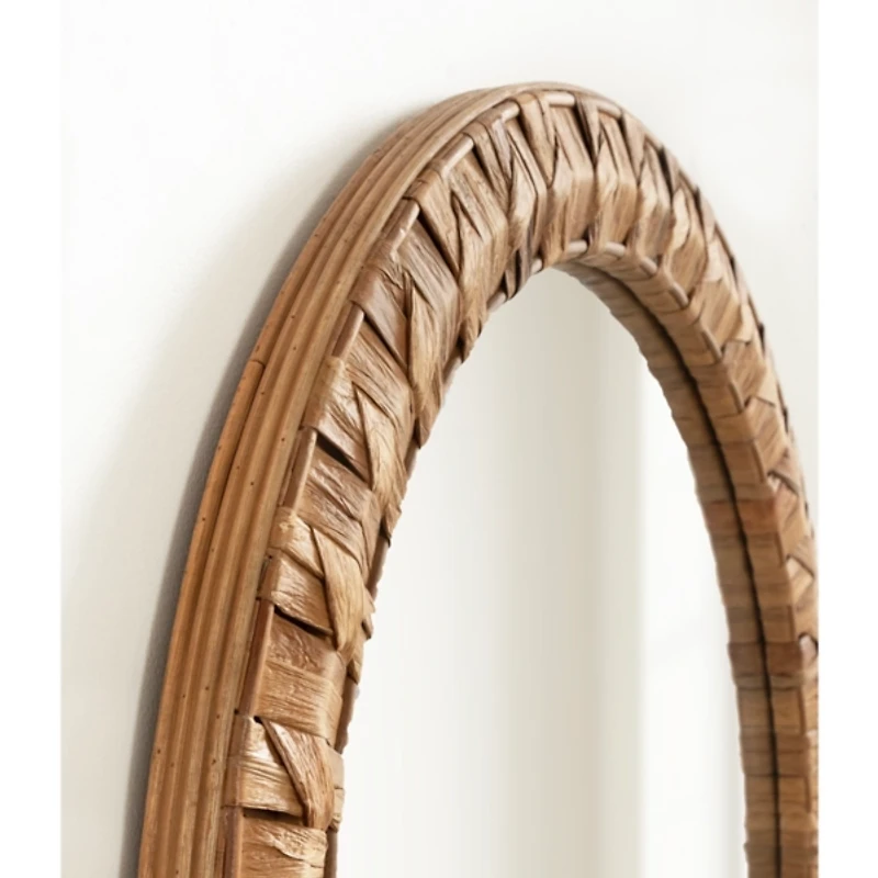 Round Natural Woven Water Hyacinth Wall Mirror