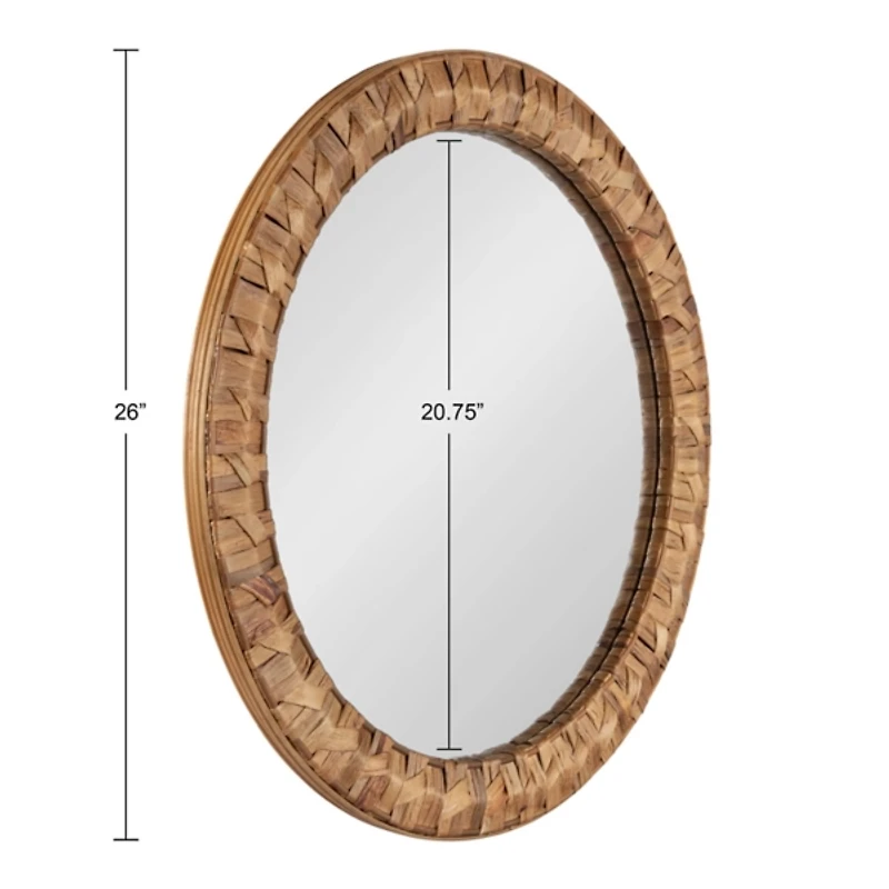 Round Natural Woven Water Hyacinth Wall Mirror
