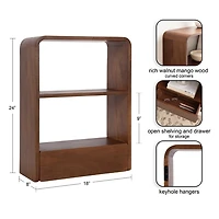 Walnut Brown Kato Single Drawer Wall Shelf