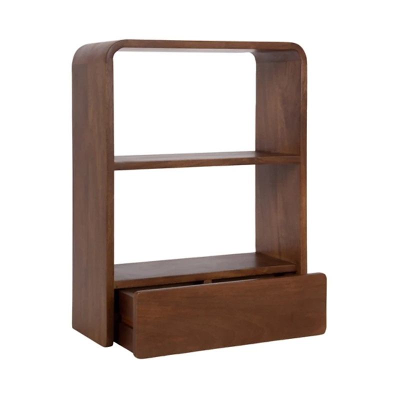 Walnut Brown Kato Single Drawer Wall Shelf