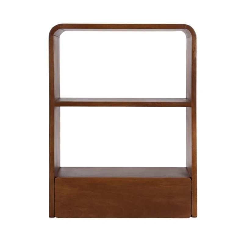 Walnut Brown Kato Single Drawer Wall Shelf