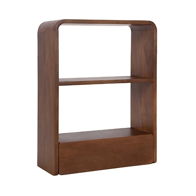 Walnut Brown Kato Single Drawer Wall Shelf