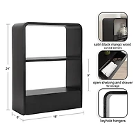Black Kato Single Drawer Wall Shelf
