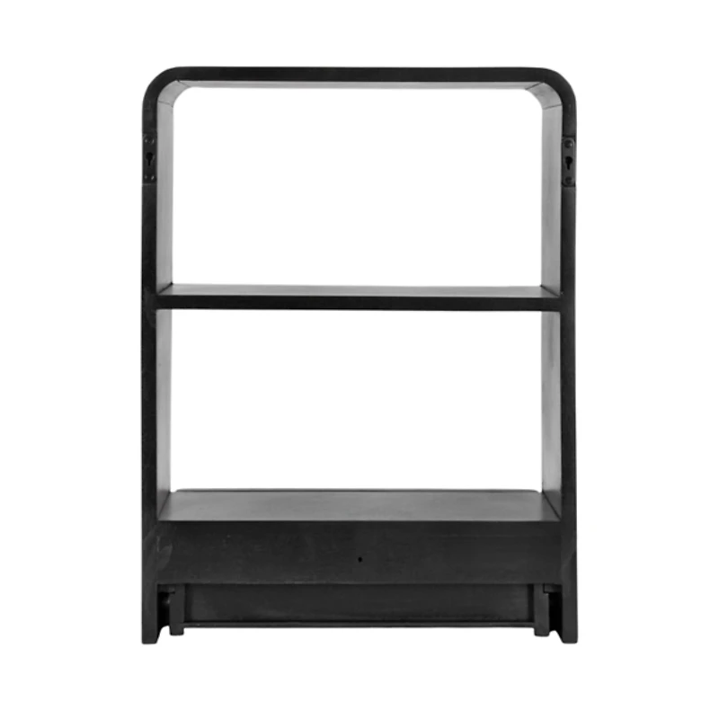 Black Kato Single Drawer Wall Shelf