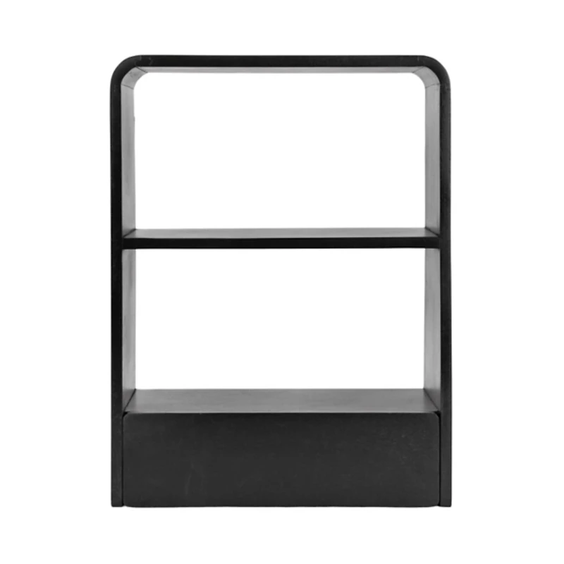 Black Kato Single Drawer Wall Shelf